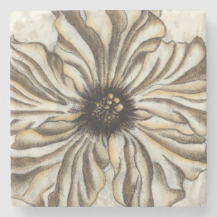 Porta-copo De Pedra Fresco de cabeça de Flor no Fundo do Tan