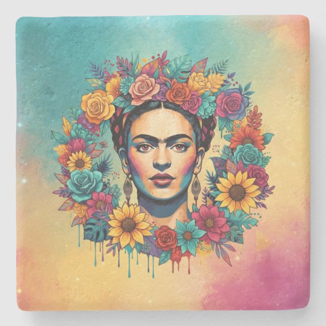 Porta-copo De Pedra Frida Kahlo (Frente)