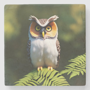 Porta-copo De Pedra "Frieda the Screech Owl: A Nocturnal Beauty"
