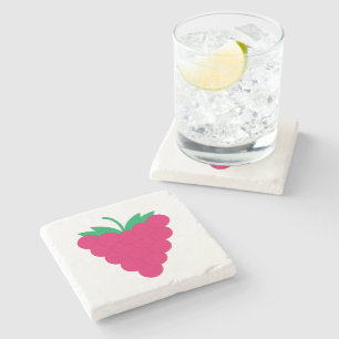 Porta-copo De Pedra Fruta Rosa Framboesa