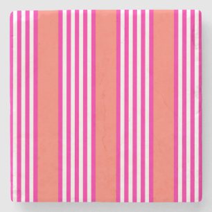 Porta-copo De Pedra Fuchsia e coral vivo: cinco listras