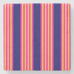 Porta-copo De Pedra Fuchsia e listras amarelas com azul-marinho
