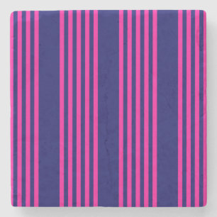 Porta-copo De Pedra Fuchsia e padrão de cinco faixas azul marinho