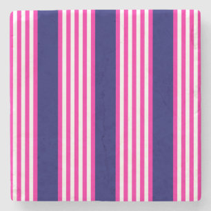 Porta-copo De Pedra Fuchsia e padrão de cinco faixas brancas com azul