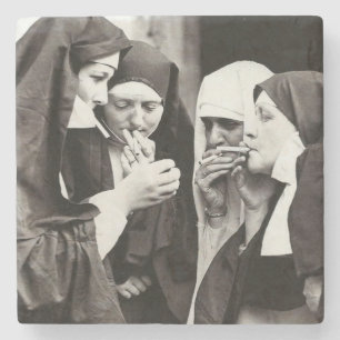 Porta-copo De Pedra Fumando freiras Vintage Fotografia 