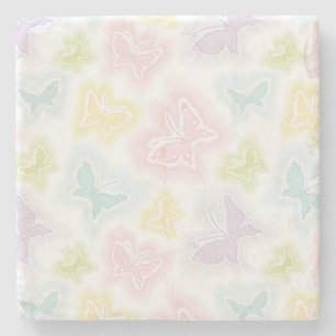 Porta-copo De Pedra Fundo com as borboletas na aguarela