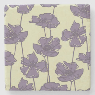 Porta-copo De Pedra Fundo floral do teste padrão do vintage da arte
