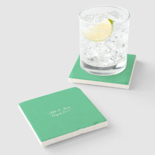 Porta-copo De Pedra Fundo Verde-Menta Plano – Design de Casamento