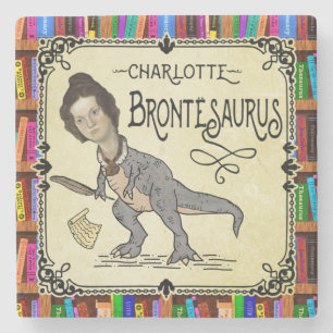 Porta-copo De Pedra Funny Charlotte Bronte Surus Dinossaur Book Reader
