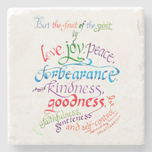 Porta-copo De Pedra Galatianos 5 22 23 Fruta do Verso da Bíblia Espiri