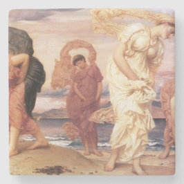 Porta-copo De Pedra Garotas gregas pegando pebolinhas em uma praia de 