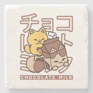 Porta-copo De Pedra Gato Cinto Trilho Chocolate Leite Cartonagem Kawai