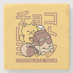 Porta-copo De Pedra Gato Cinto Trilho Chocolate Leite Cartonagem Kawai