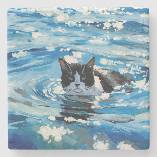 Porta-copo De Pedra Gato E O Oceano (#4)
