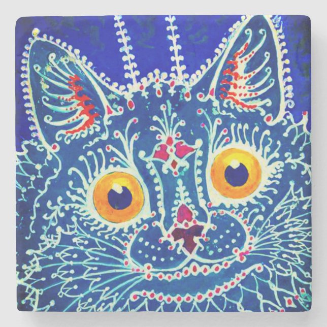 Porta-copo De Pedra Gato Gótico Azul (Frente)