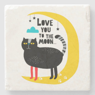 Porta-copo De Pedra Gato na lua