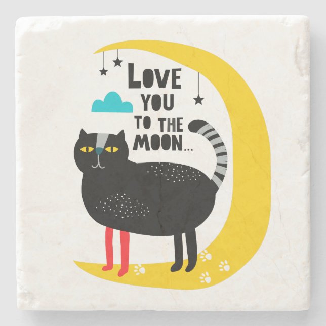 Porta-copo De Pedra Gato na lua (Frente)