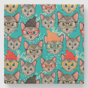 Porta-copo De Pedra Gato no chapéu