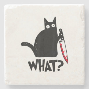 Porta-copo De Pedra Gato Que_ Engraçado Gato Preto