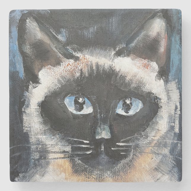 Porta-copo De Pedra gato siamês (Frente)