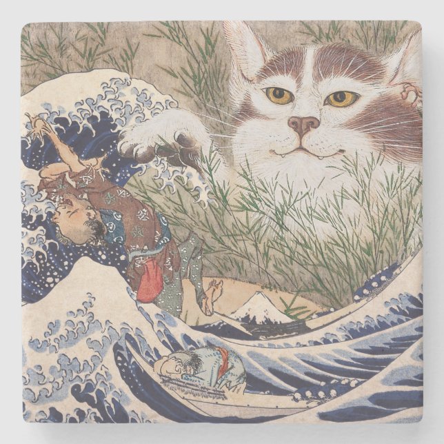 Porta-copo De Pedra Gato sobrenatural na Onda Excelente (Frente)