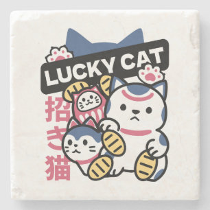 Porta-copo De Pedra Gato Sortudo Maneki Neko – Gato da Sorte Japonês