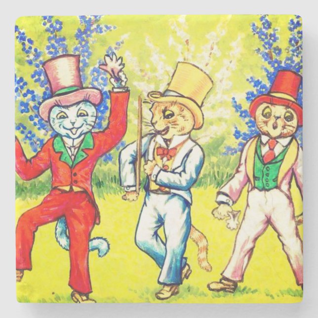 Porta-copo De Pedra Gatos Dançantes (Frente)