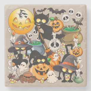 Porta-copo De Pedra Gatos de Halloween Festa Divertida