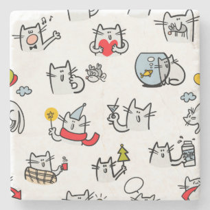 Porta-copo De Pedra Gatos engraçados, leite e magia.