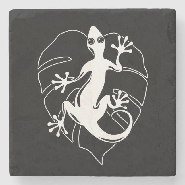 Porta-copo De Pedra Gecko Lizard Silhouette (Frente)
