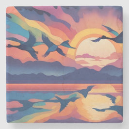 Porta-copo De Pedra Geese sobre água