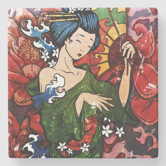 Porta-copo De Pedra Geisha (Frente)