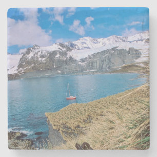 Porta-copo De Pedra Geleiras e iates de velejação em fundo