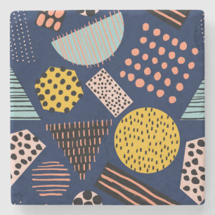 Porta-copo De Pedra Geometria divertida: padrão de multicores de Abstr