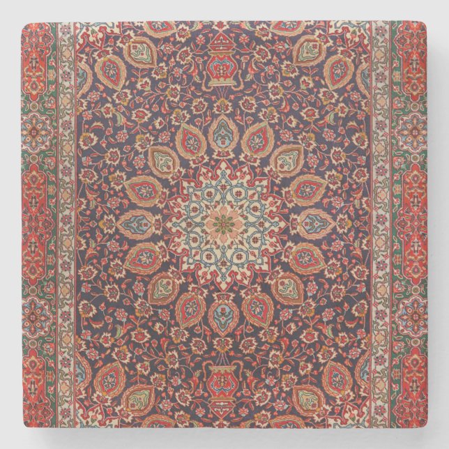 Porta-copo De Pedra Geométrico Radial do Preto de Tabriz Persa  (Frente)