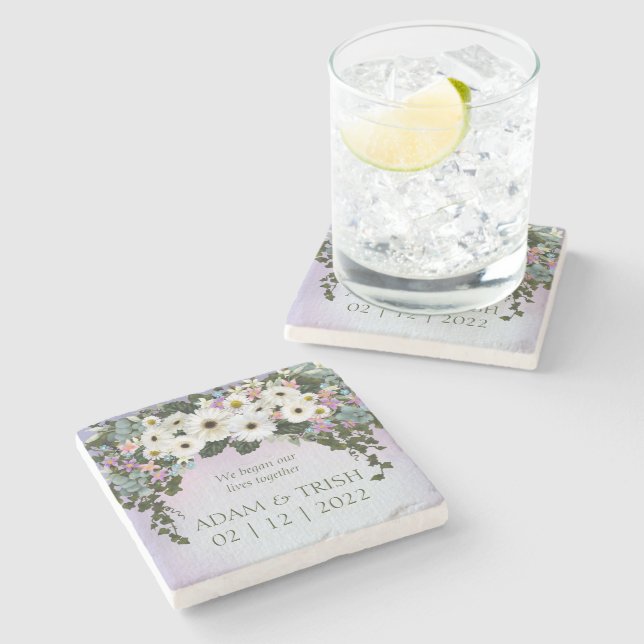 Porta-copo De Pedra Gerbera Daisies Swag (Lateral)