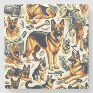 Porta-copo De Pedra German shepherd Vintage Invisível
