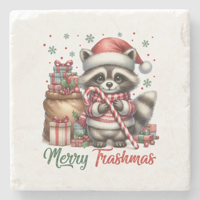 Porta-copo De Pedra Gift Feliz Trashmas (Frente)