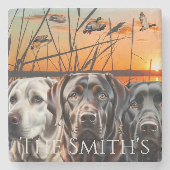 Porta-copo De Pedra Gift Labrador Retriever de Casamento Personalizáve (Frente)