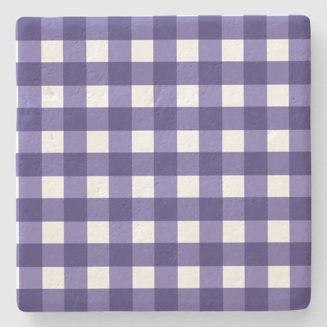 Porta-copo De Pedra Gingham azul marinho (Frente)