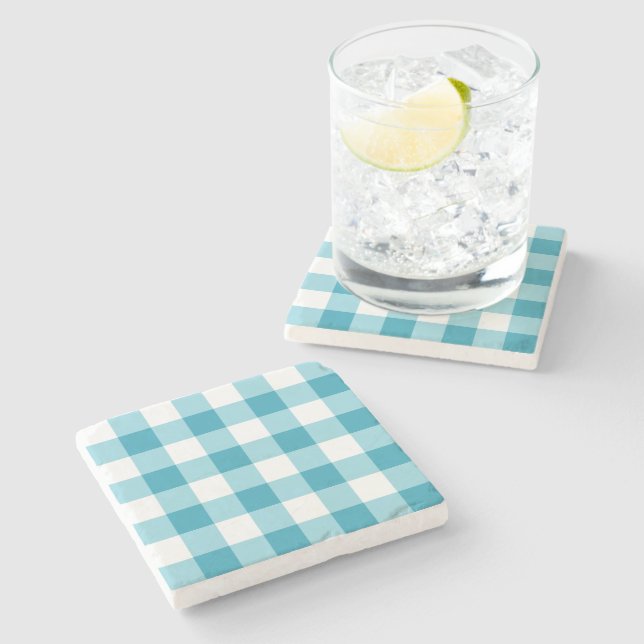 Porta-copo De Pedra Gingham Pattern (Lateral)
