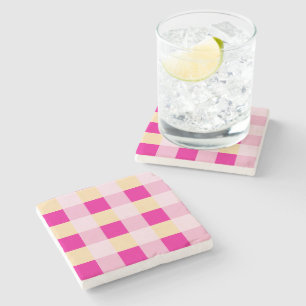 Porta-copo De Pedra Gingham Pattern