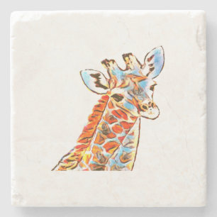 Porta-copo De Pedra Girafa colorida