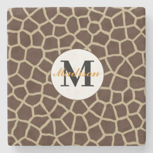 Porta-copo De Pedra Giraffe Animal Print Personalize Porta copos