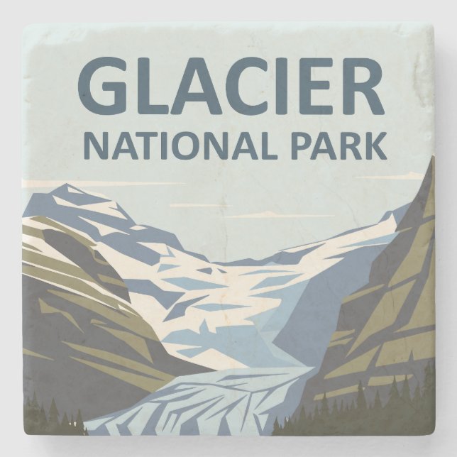 Porta-copo De Pedra Glacier National Park Viagem Art (Frente)