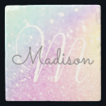 Porta-copo De Pedra Glam Iridescente, Colorida Personalizada com Lâmpa<br><div class="desc">Personalize facilmente este elegante padrão colorido de brilho com seu nome personalizado e/ou monograma.</div>