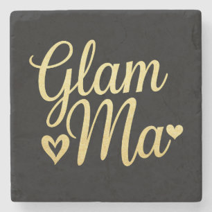 Porta-copo De Pedra Glam Mãe Coração Dourado Mamãe Avó Dia das Mães