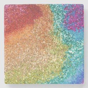 Porta-copo De Pedra Gleaming Rainbow Glitter Swirl