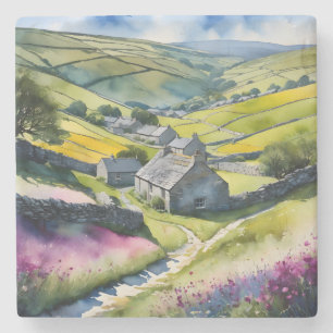 Porta-copo De Pedra "Glen Garlands" Paisagem Yorkshire Dales Cena