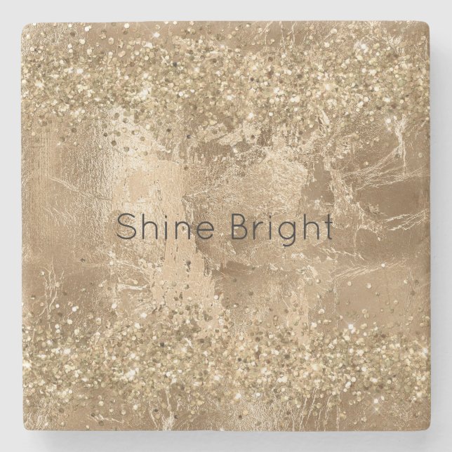 Porta-copo De Pedra Glitter Glitter Dourado Sparkles (Frente)